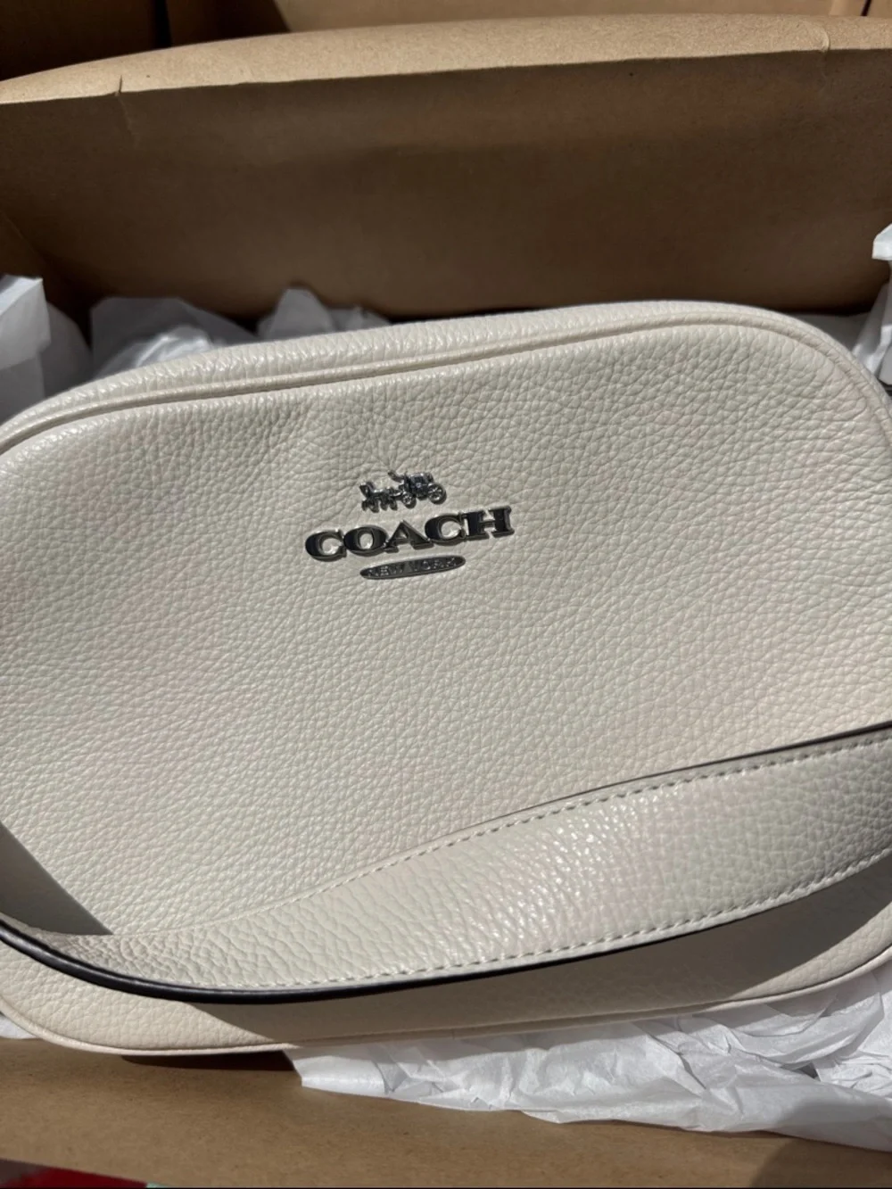 Coach Crossbody White Leather Studded Strap Satchel Purse Bag‎ NWT & Box